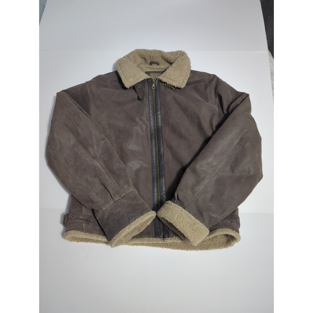 VTG Cabela's genuine leather fleece lined bomber jacket mens M Archival Aviator